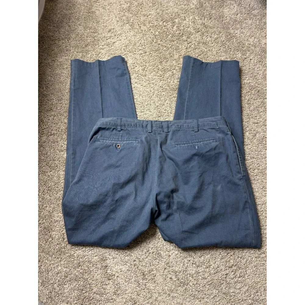 Lewis Creek American Countrywear Mens Blue Pleated Chino Pants 34 Cotton Twill